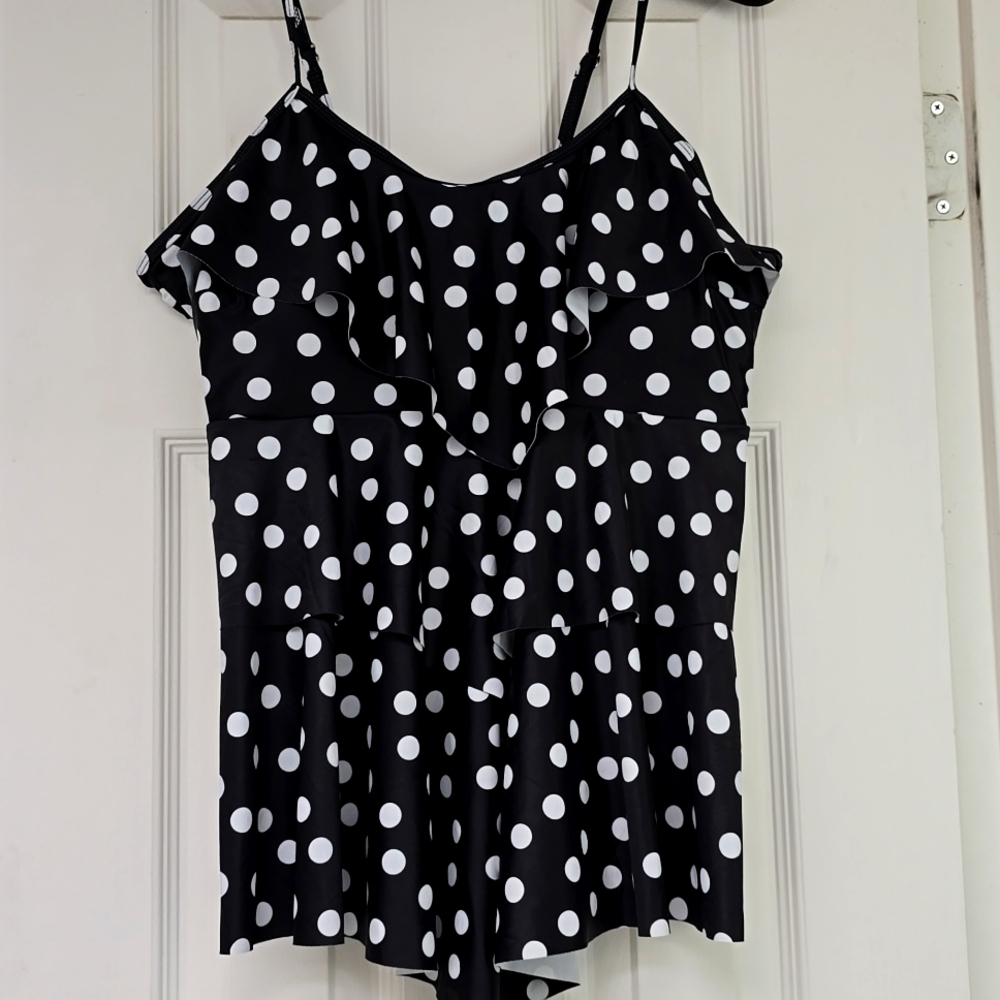 Black and White Polka Dot Swim Blouse